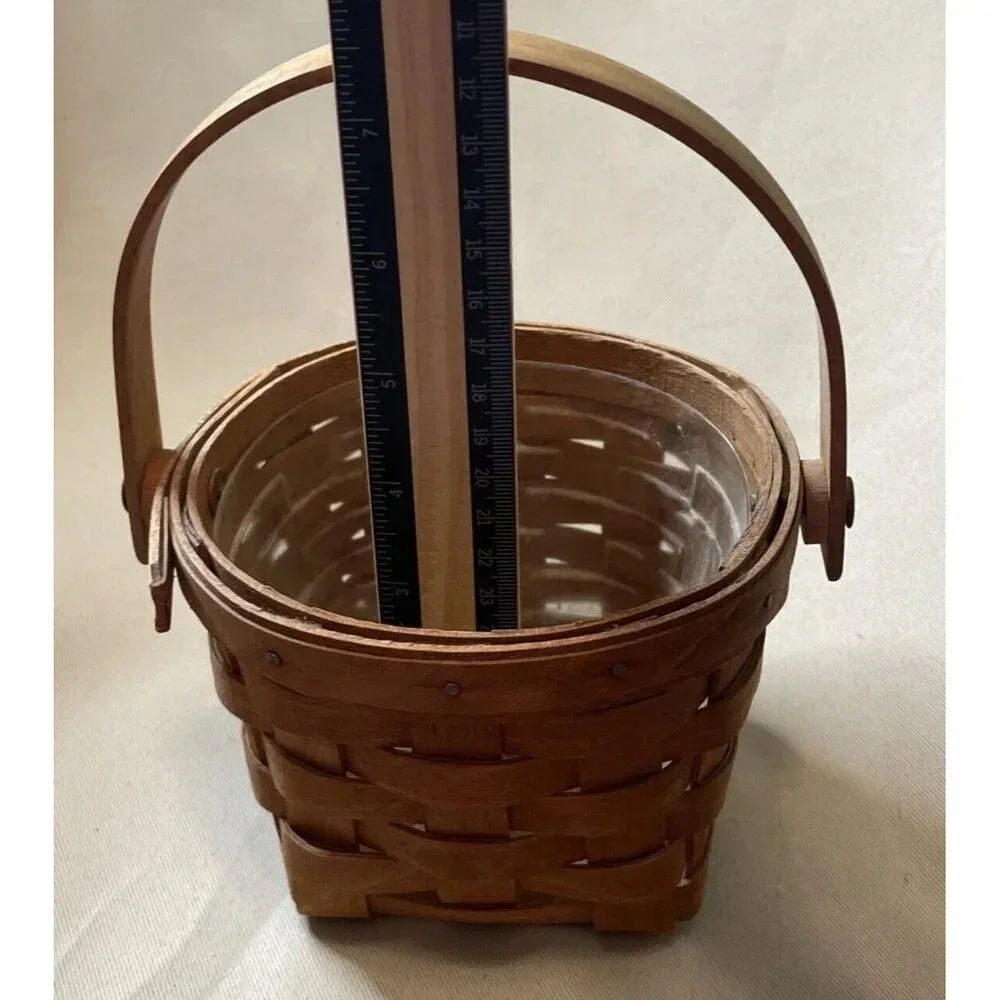 Longaberger Small Basket With Swing Handle Plastic Protector 1991‎ 7.5”